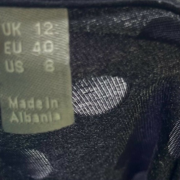 ASOS Midi Dress Sz 8 Purple Black Polka Dot Velour Slit Leg Stretch Long Sleeve - Picture 6 of 6